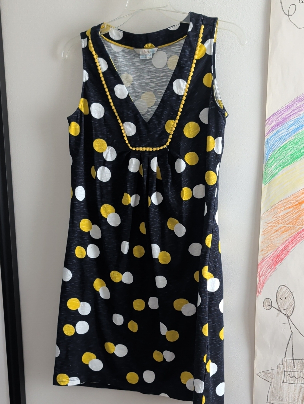 EUC Boden Polka Dot Sleeveless Navy Blue Dress - 6